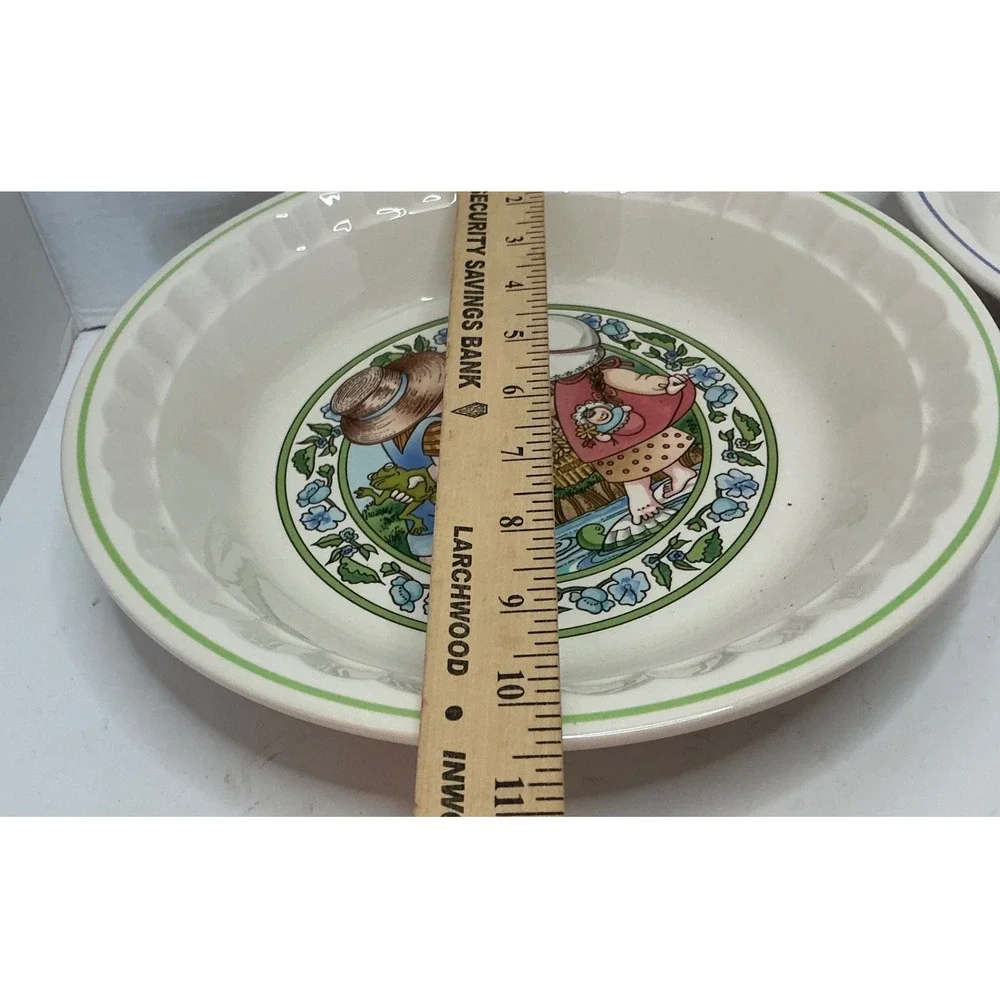 Watkins Vintage 1989 Country Kids Pie Plates Set of 2 Recipe Ceramic 10.5 Inch